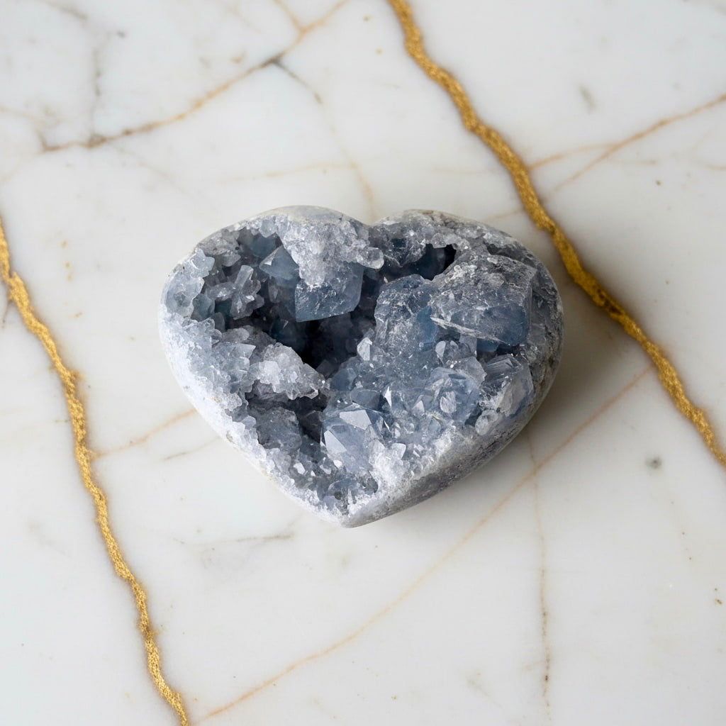 Großes Celestit Cluster Herz – Symbol für Liebe & Verbundenheit CrystalScents