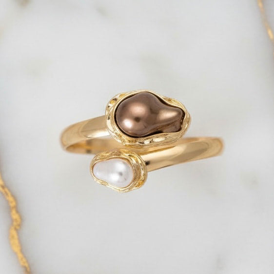 Armreif mit brauner Perle - Gold CrystalScents