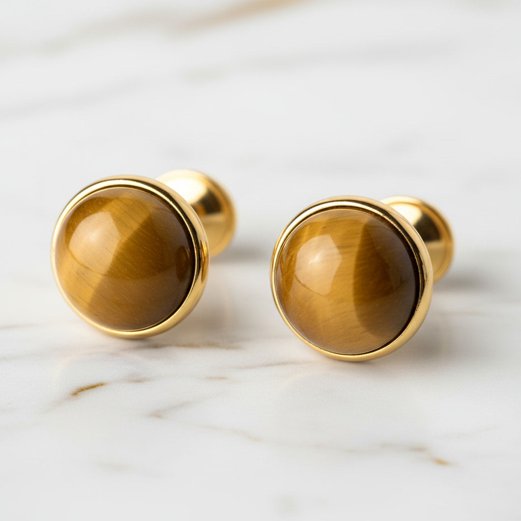 Tigerauge Manschettenknöpfe Gold CrystalScents