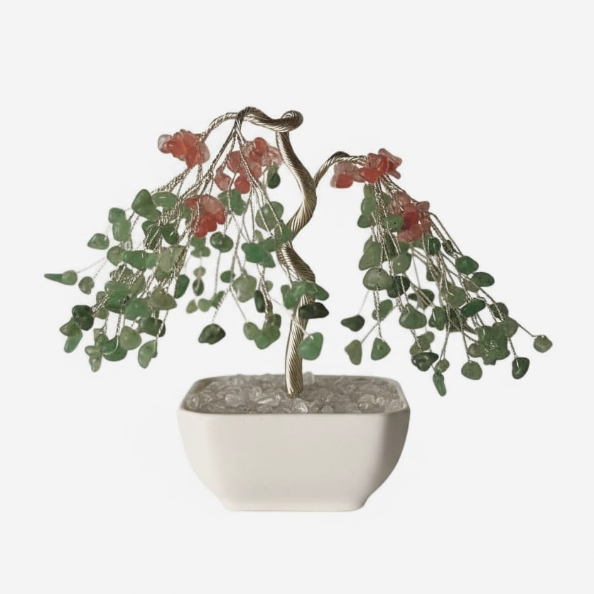 Aventurin & roter Achat Baum – Dekorativer Kristallbaum CrystalScents