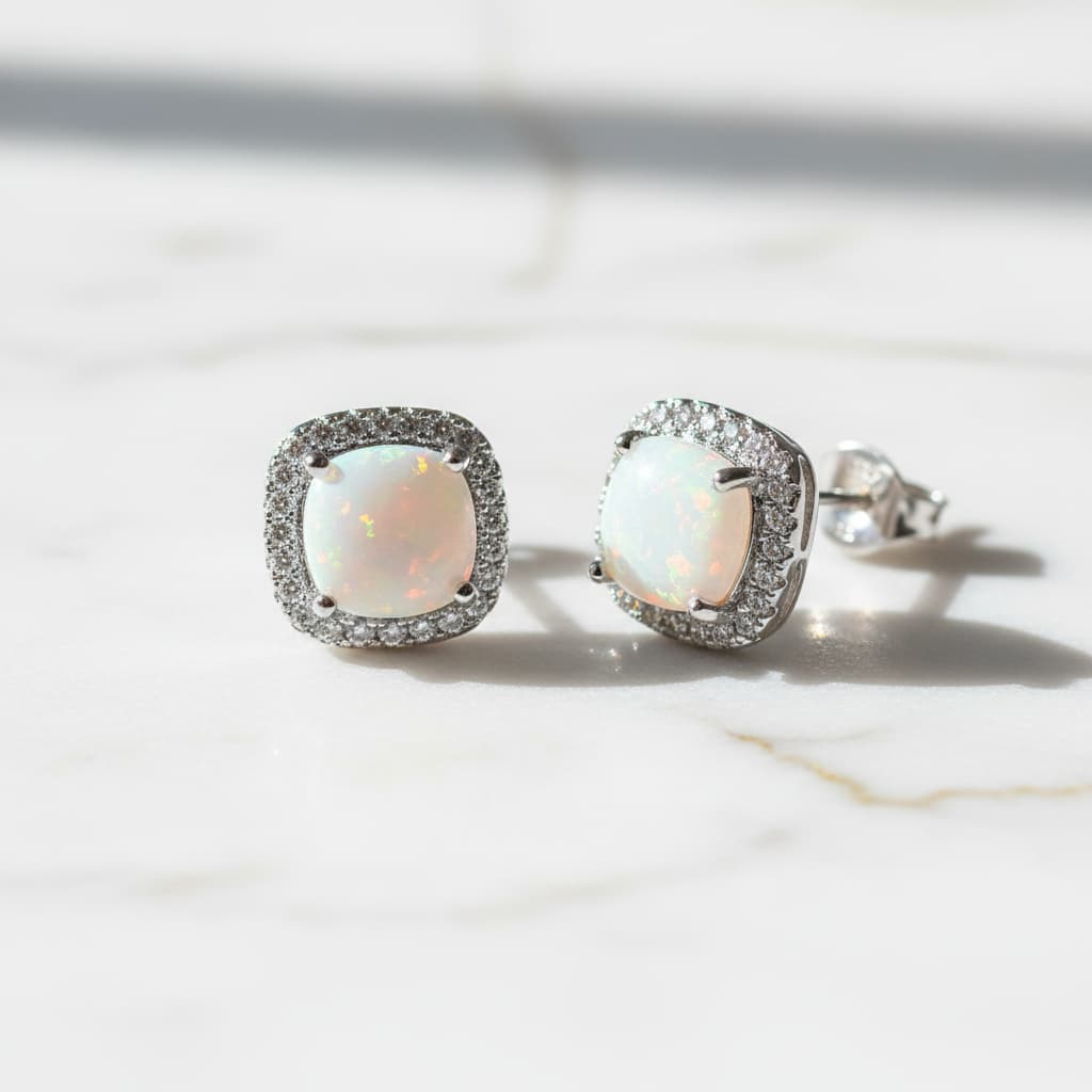 Opal Ohrringe – Silbernes Schimmern CrystalScents