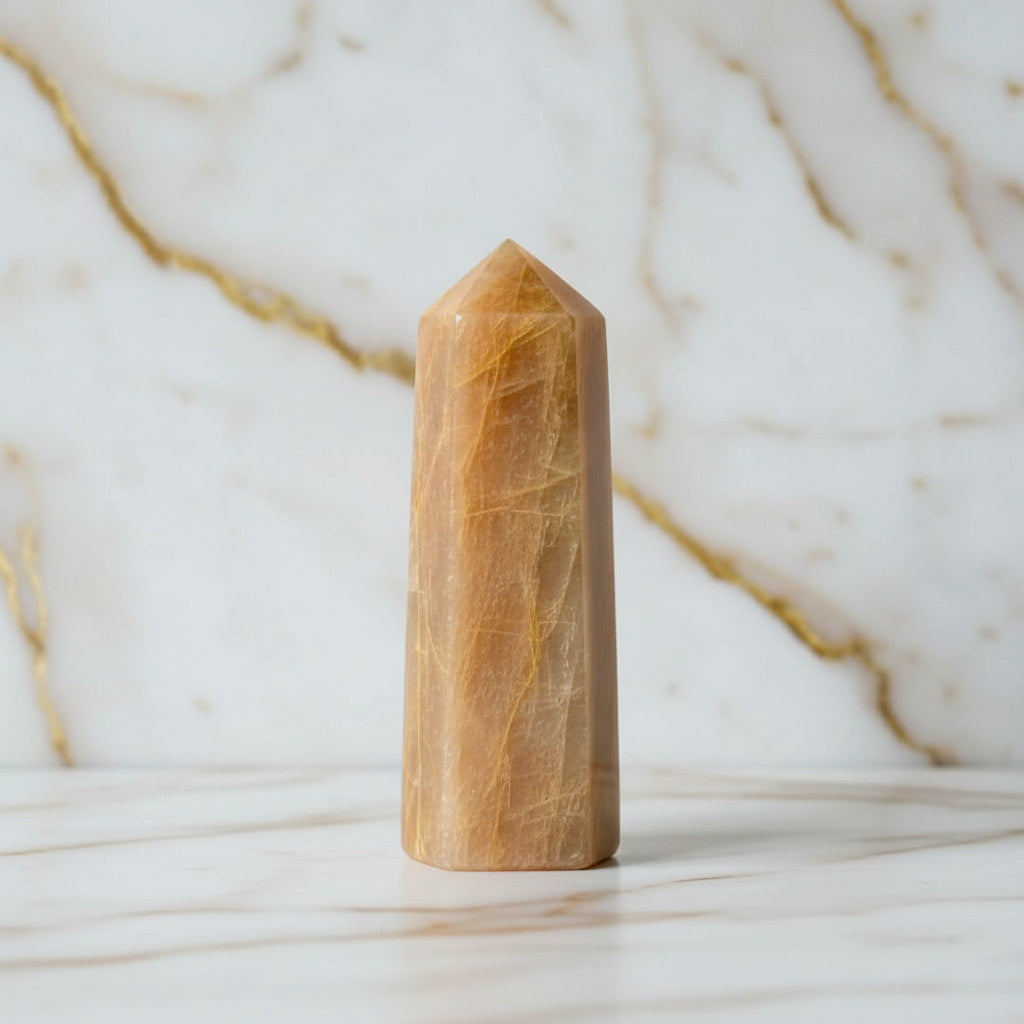 Mondstein Obelisk – Wärme & Kraft CrystalScents