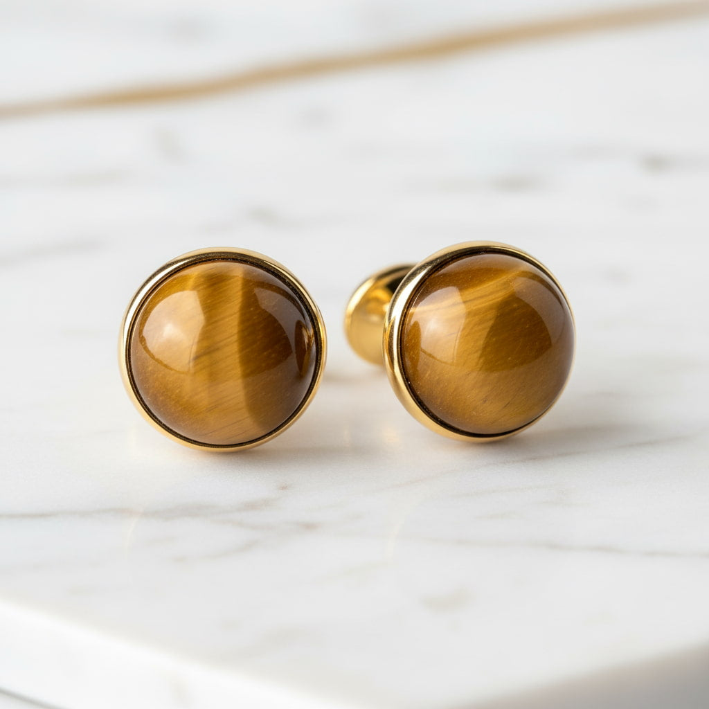 Tigerauge Manschettenknöpfe Gold CrystalScents