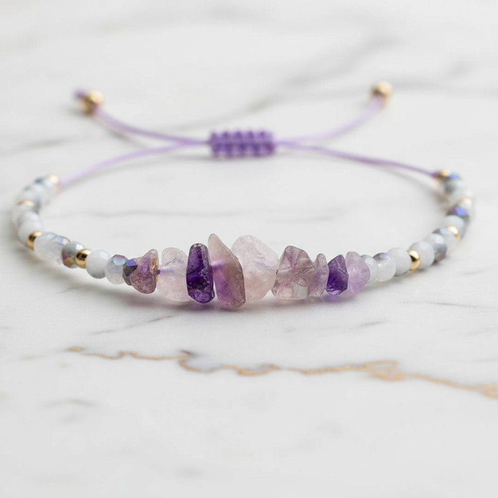 Amethyst Schutzarmband – Violetter Talisman für Balance CrystalScents
