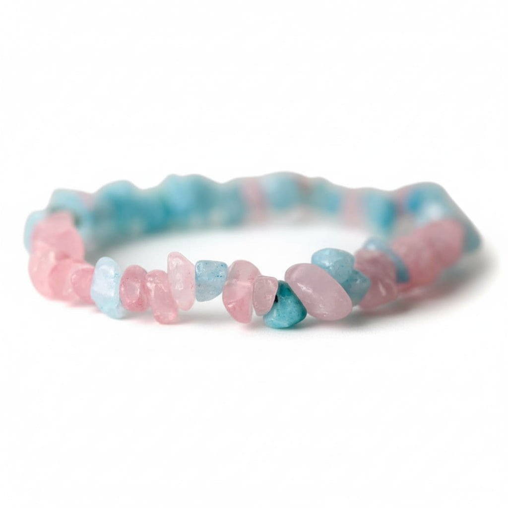 Rosenquarz Aquamarin Splitterarmband CrystalScents
