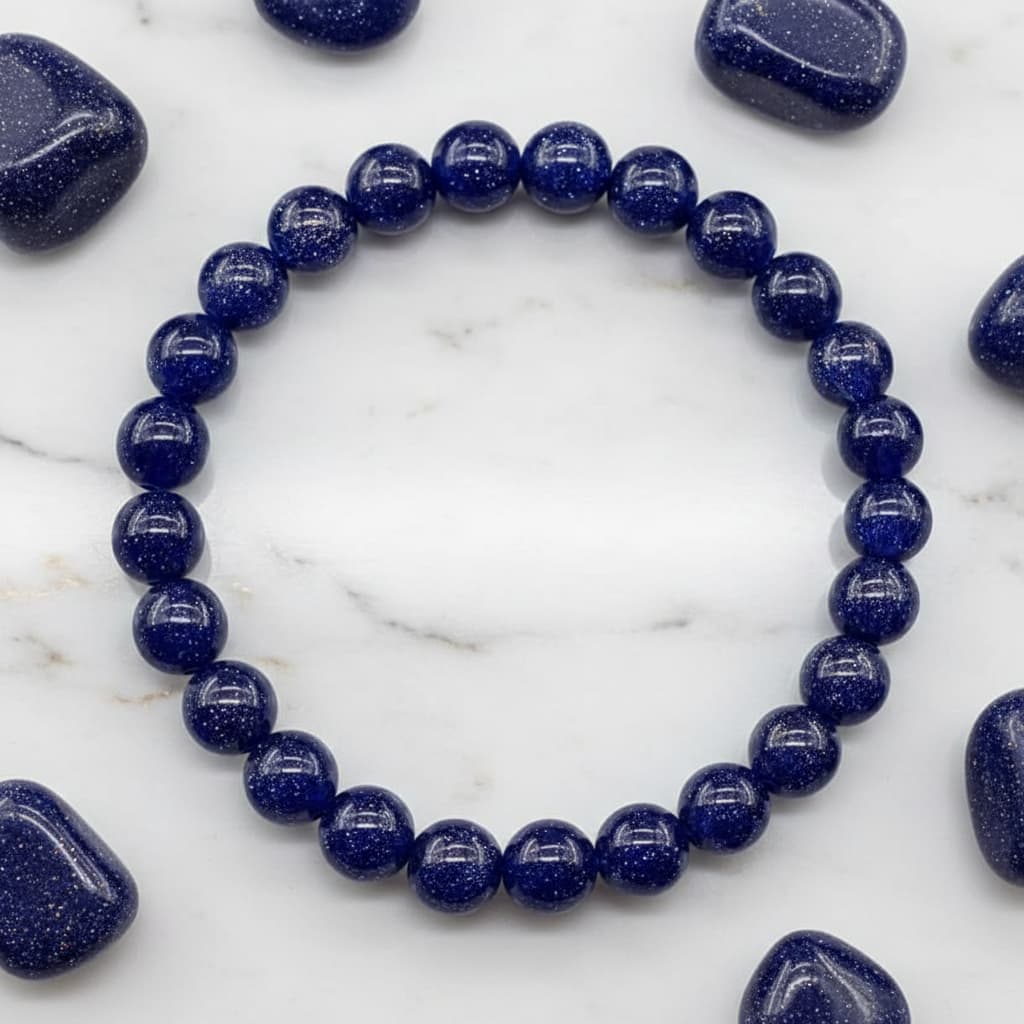 Blaufluss Kugelarmband - Glitzernder Nachthimmel CrystalScents