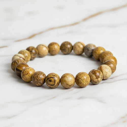 Picture Stone Jaspis Kugelarmband - Natürliche Energiequelle CrystalScents