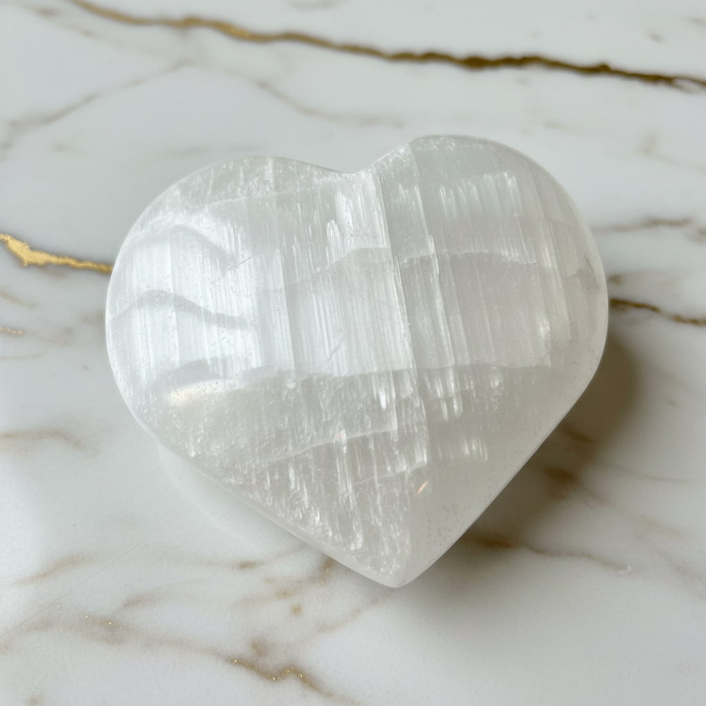 Selenit Herz – Reines Licht in Stein CrystalScents