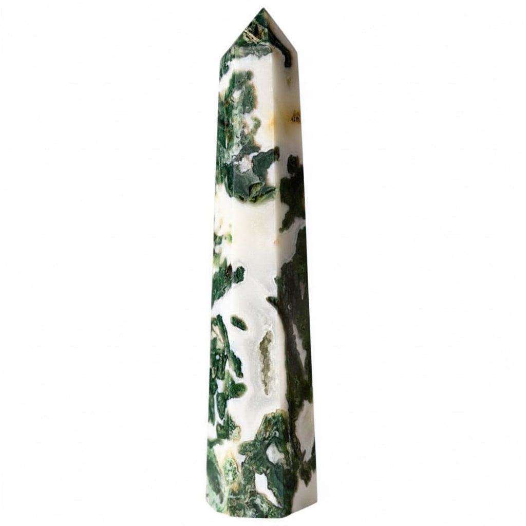 Moosachat Obelisk - Grüne Kraft CrystalScents