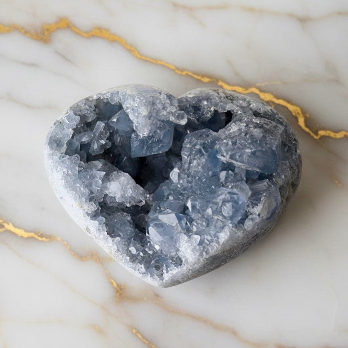 Großes Celestit Cluster Herz – Symbol für Liebe & Verbundenheit CrystalScents