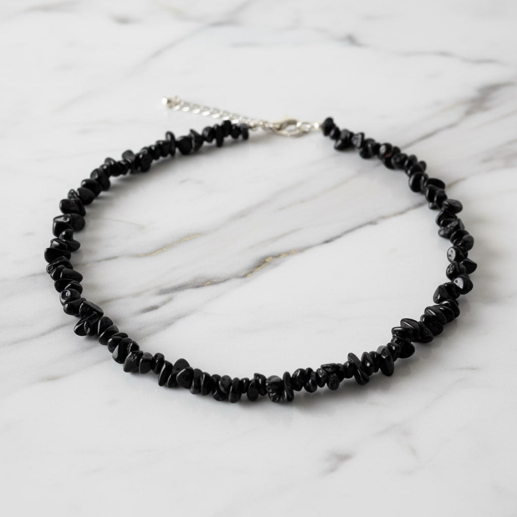 Achat Splitterhalskette – Schwarze Natursteinsplitter CrystalScents