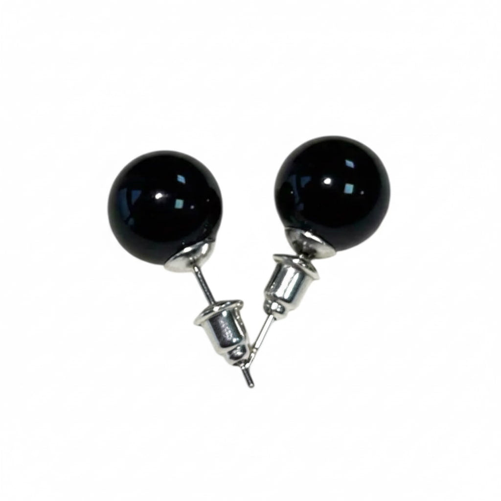 Achat Ohrstecker mit schwarzer Achat-Kugel CrystalScents