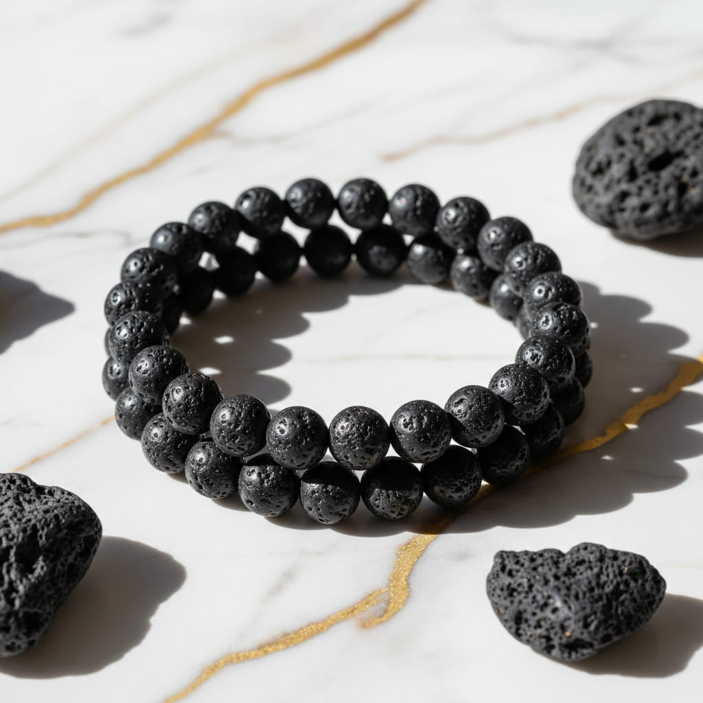 Vulkanstein Kugelarmband - Erdung & innere Stärke CrystalScents