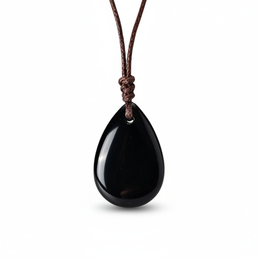Obsidian Halskette - Tropfenförmiger Anhänger CrystalScents
