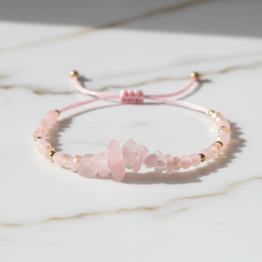 Rosenquarz Schutzarmband – Natürliche Kraftquelle CrystalScents