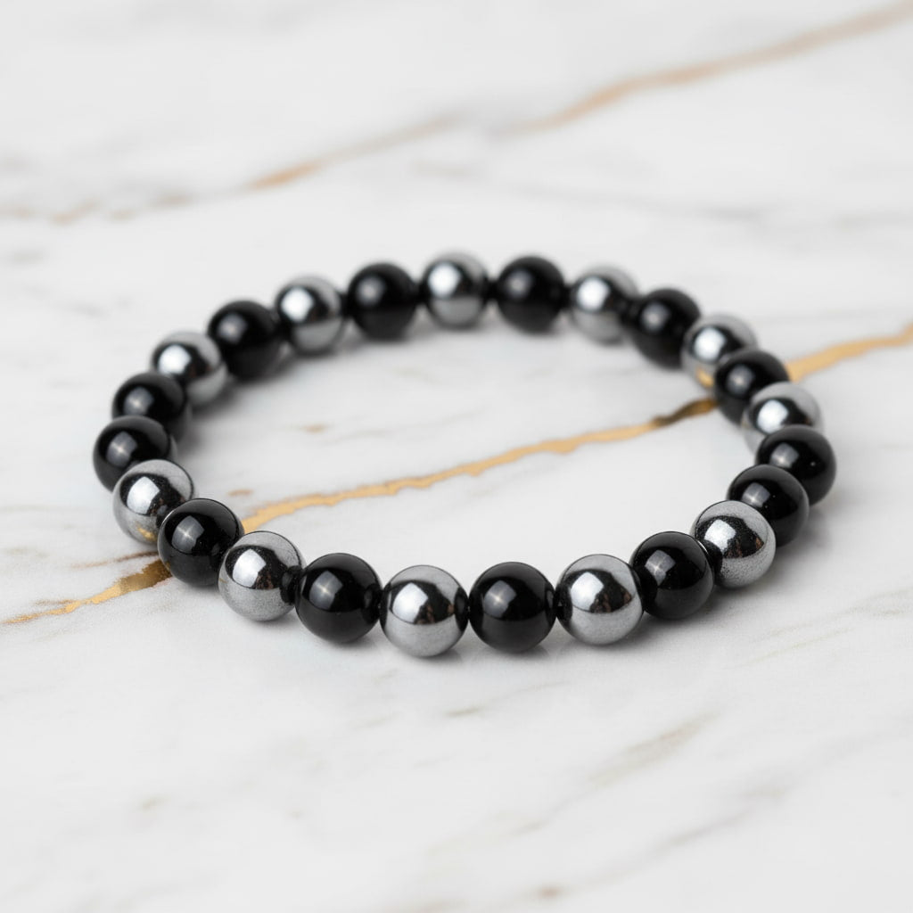 Obsidian Hämatit Kugelarmband – Schutz und Balance in einem CrystalScents