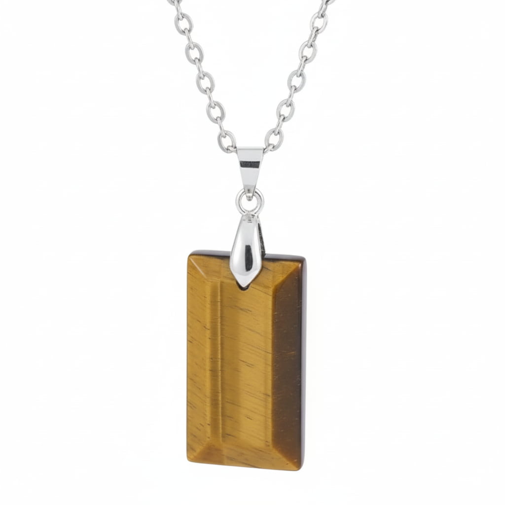 Tigerauge Halskette - Geschliffener Anhänger CrystalScents