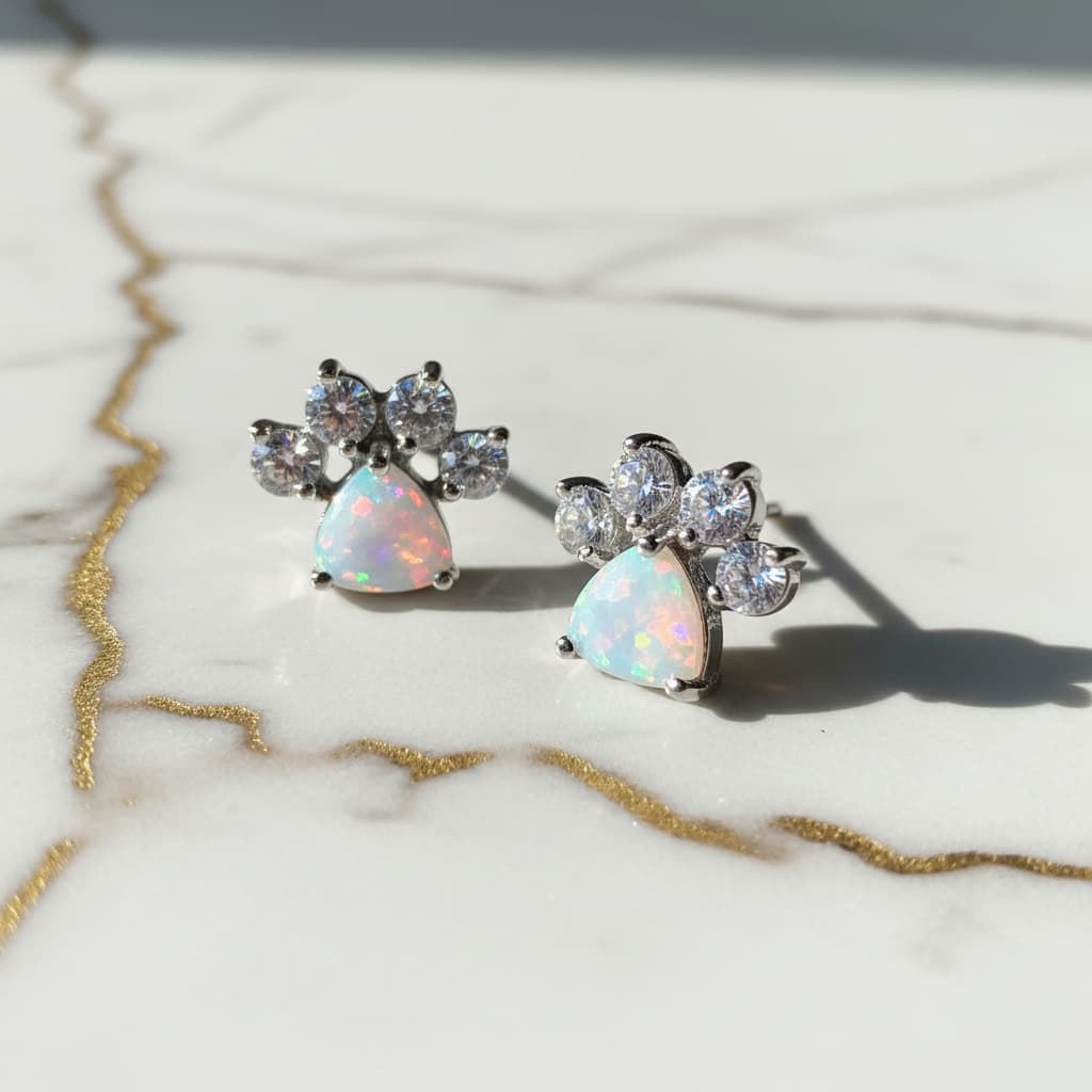 Opal Ohrstecker – Pfoten Design CrystalScents