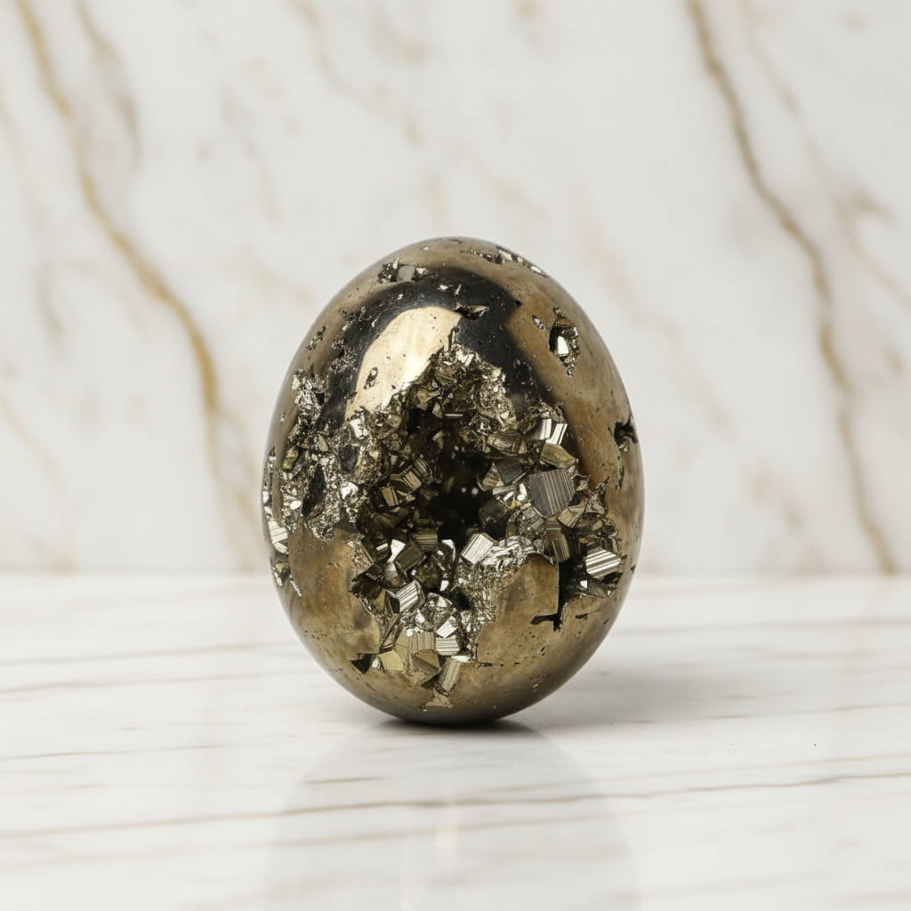 Pyrit Ei – Kristallobjekt für Fülle CrystalScents