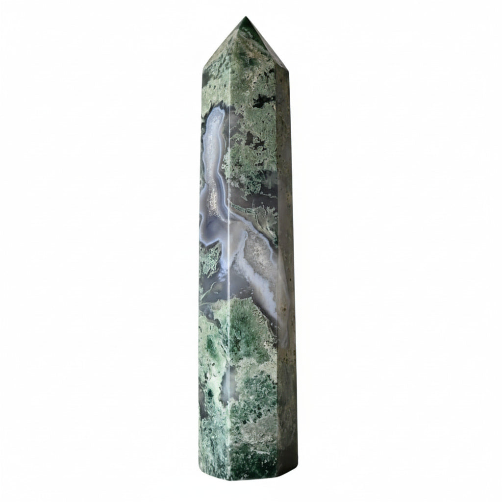 Moosachat Obelisk – Grünes Kristallhighlight CrystalScents