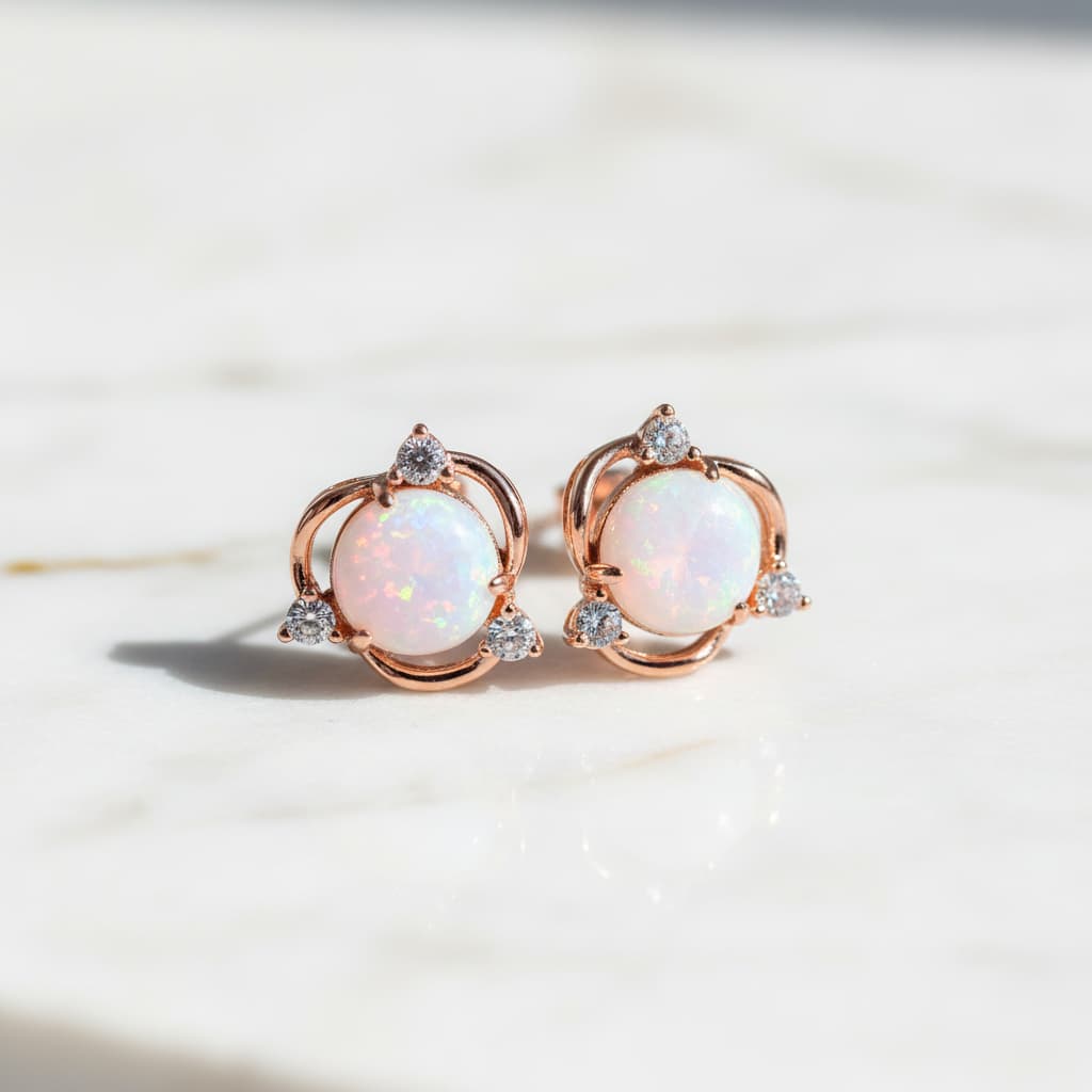 Ohrstecker – Roségold mit schimmerndem Opal CrystalScents