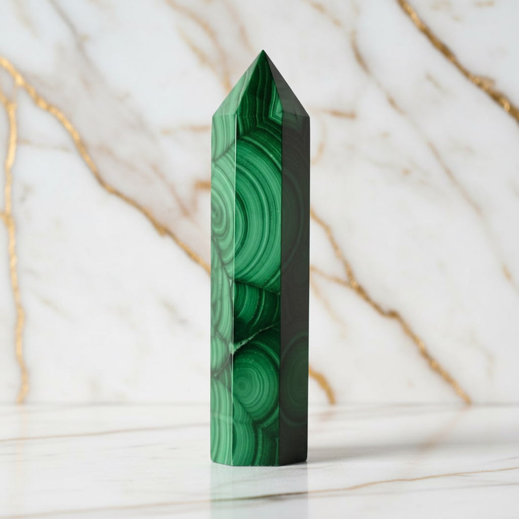Malachit Obelisk – Energie in Form gebracht CrystalScents