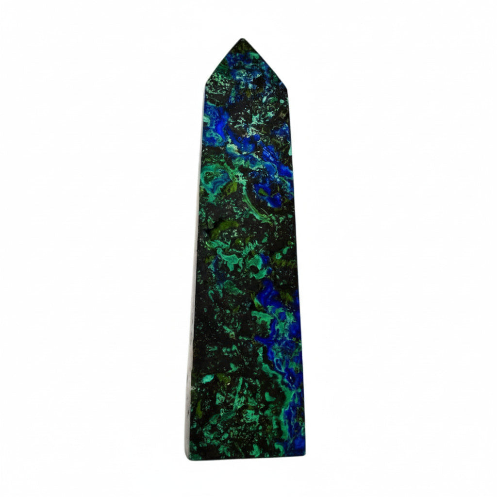 Malachit Azurit Obelisk – Symbiose von Grün & Blau CrystalScents