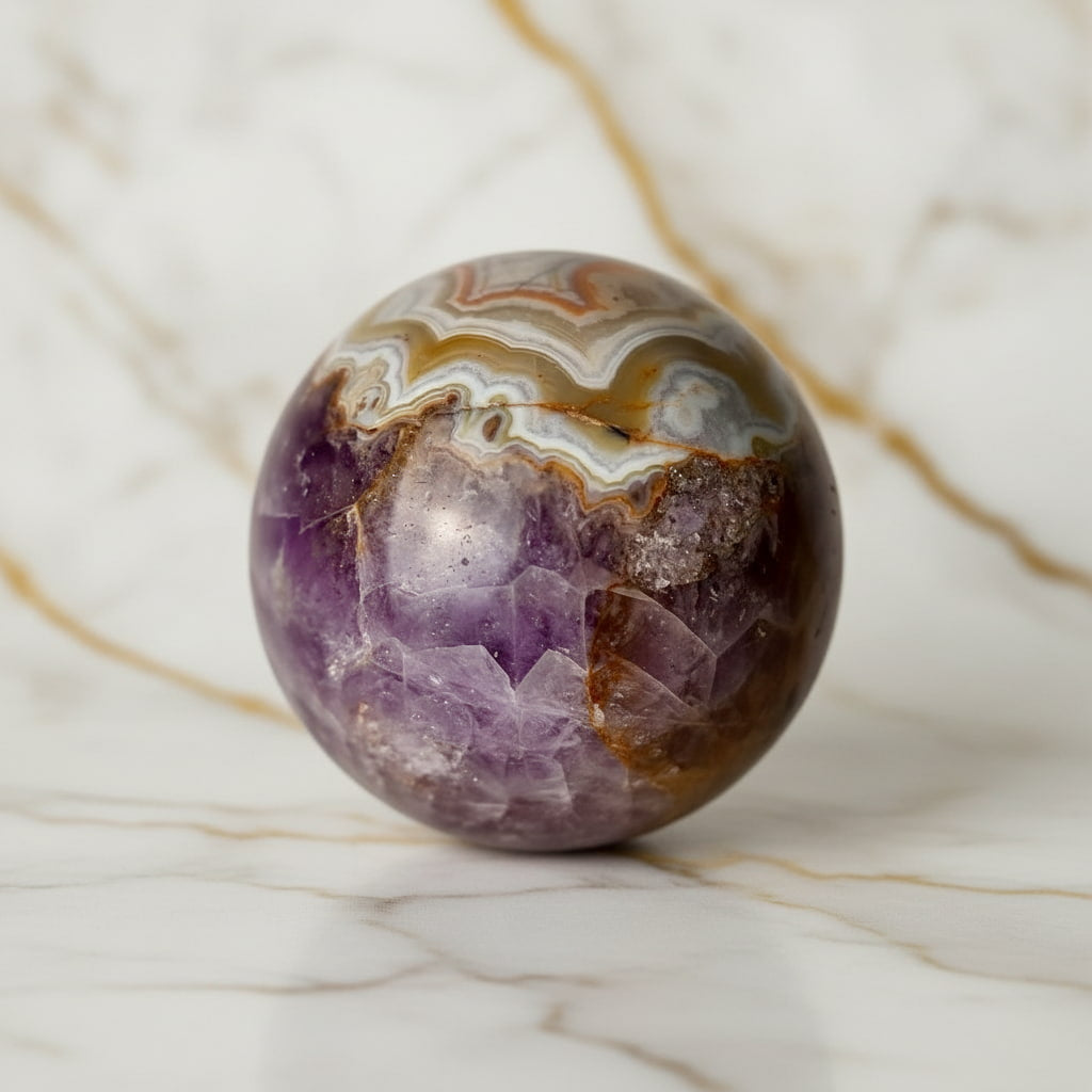 Amethyst Achat Kugel – Eleganter Wohn- & Meditationsbegleiter CrystalScents