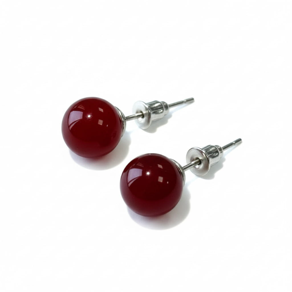 Achat Ohrstecker mit roter Achat-Kugel CrystalScents