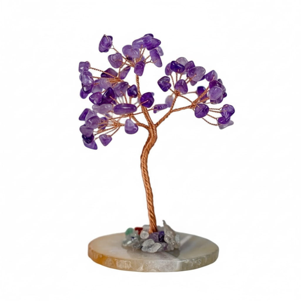 Amethyst Baum auf Achatscheibe – Harmonie & Eleganz CrystalScents