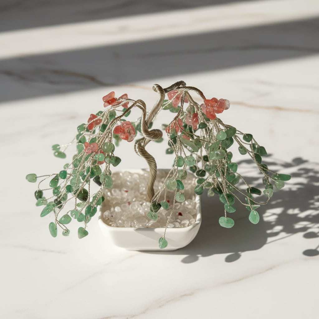 Aventurin & roter Achat Baum – Dekorativer Kristallbaum CrystalScents