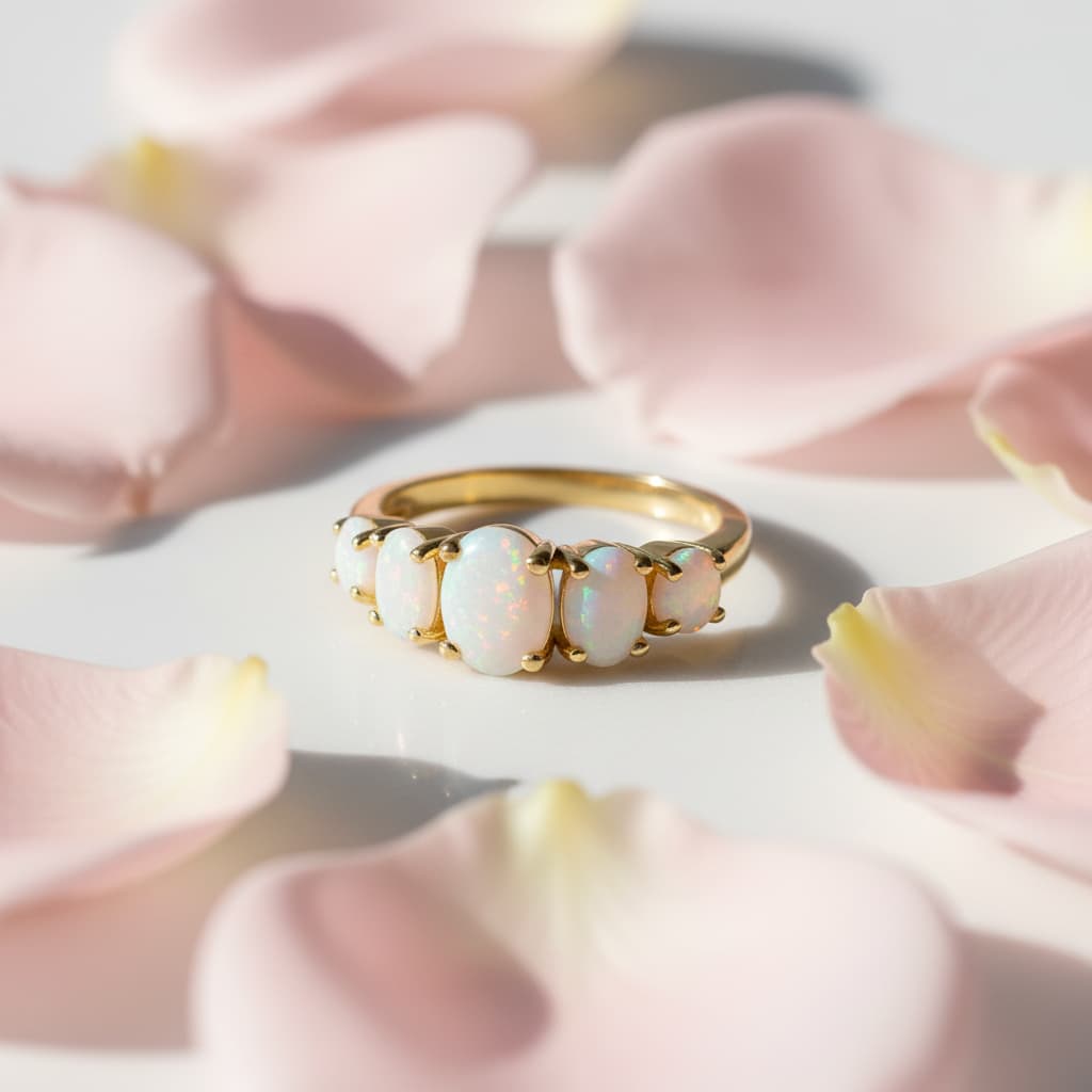 Ring mit fünf Opalen – elegantes Schmuckstück voller Farbspiel CrystalScents