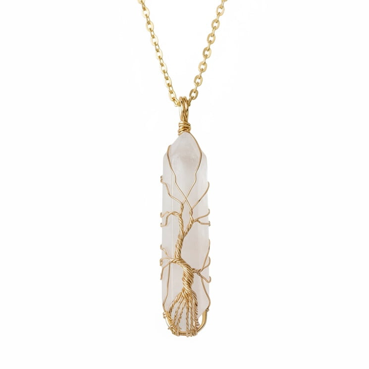 Bergkristall Halskette - Goldverzierter Doppelender CrystalScents