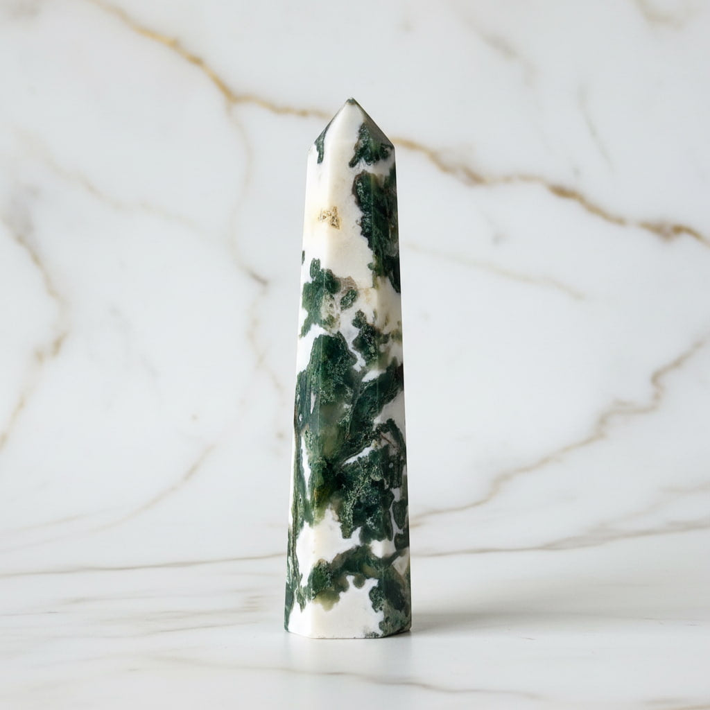 Moosachat Obelisk - Grüne Kraft CrystalScents