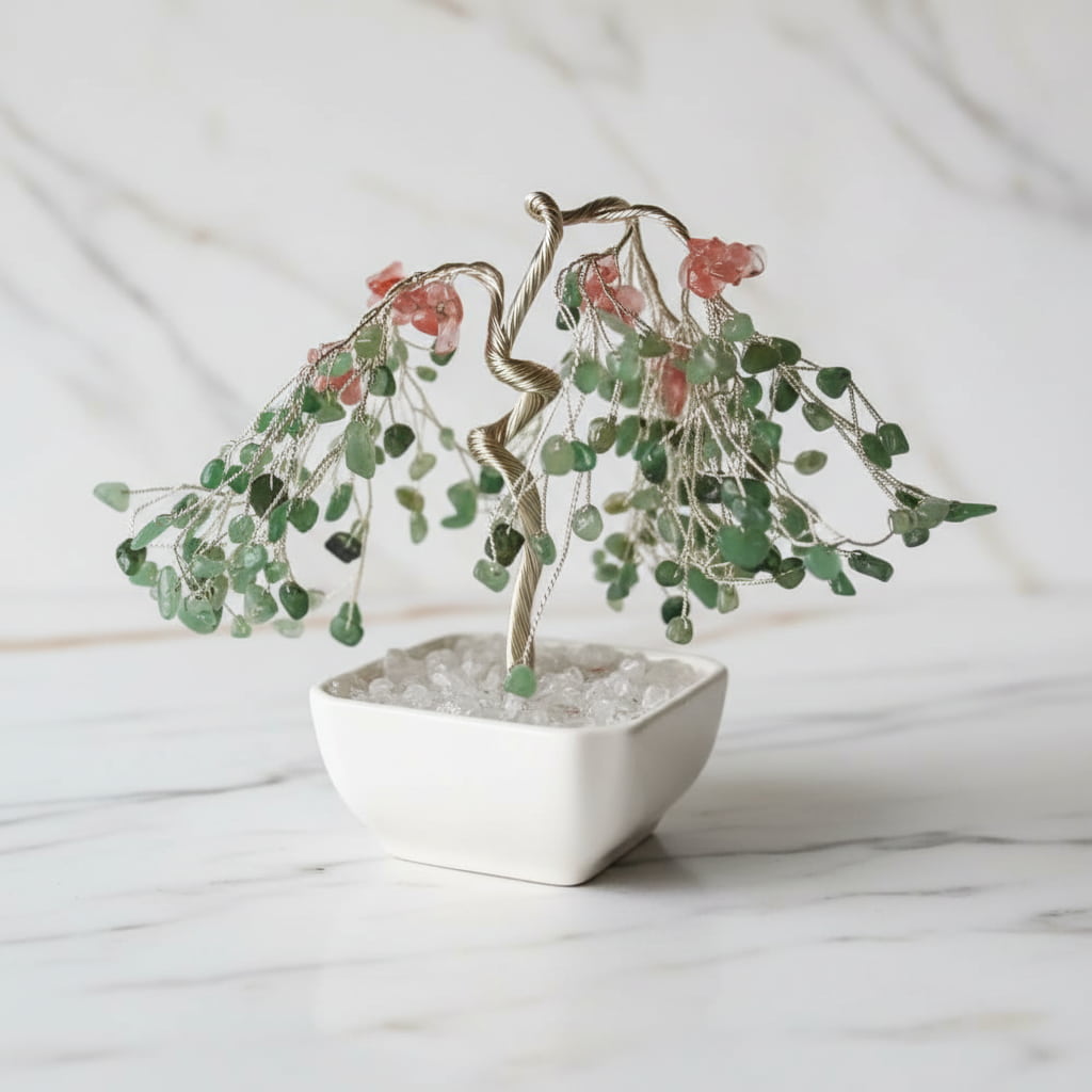 Aventurin & roter Achat Baum – Dekorativer Kristallbaum CrystalScents