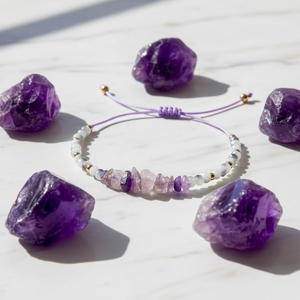 Amethyst Schutzarmband – Violetter Talisman für Balance CrystalScents