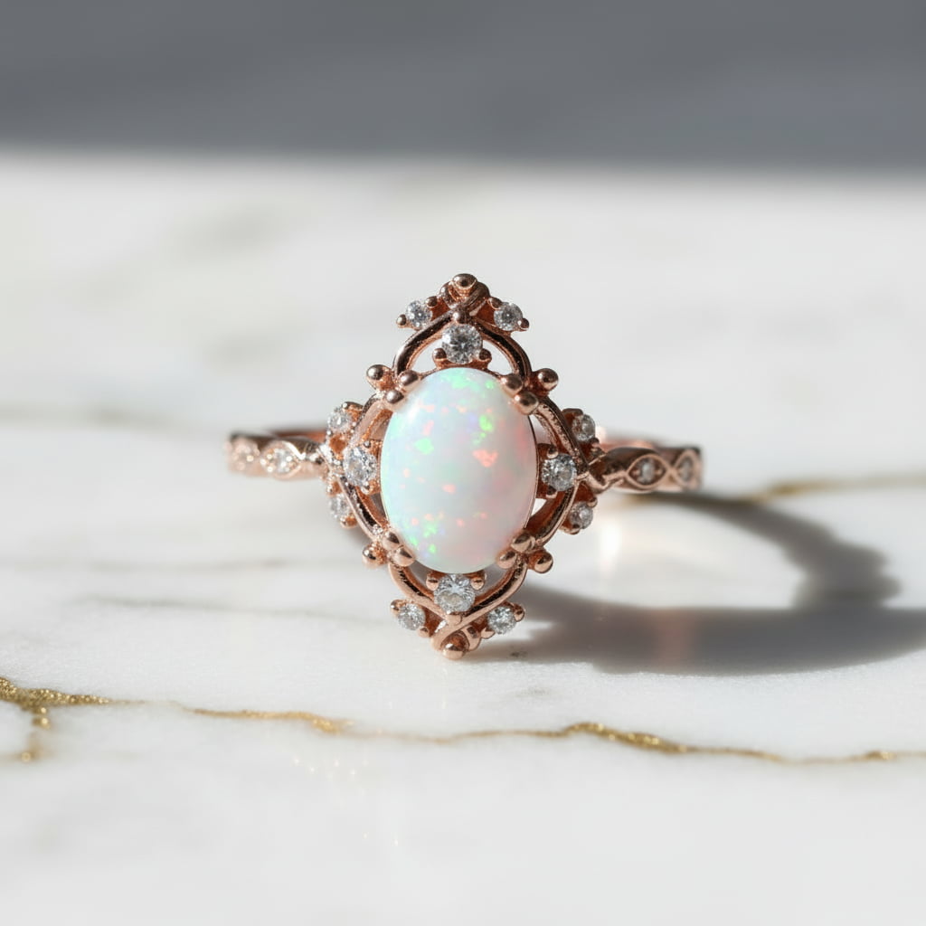 Opal Ring - Roségoldene Eleganz CrystalScents