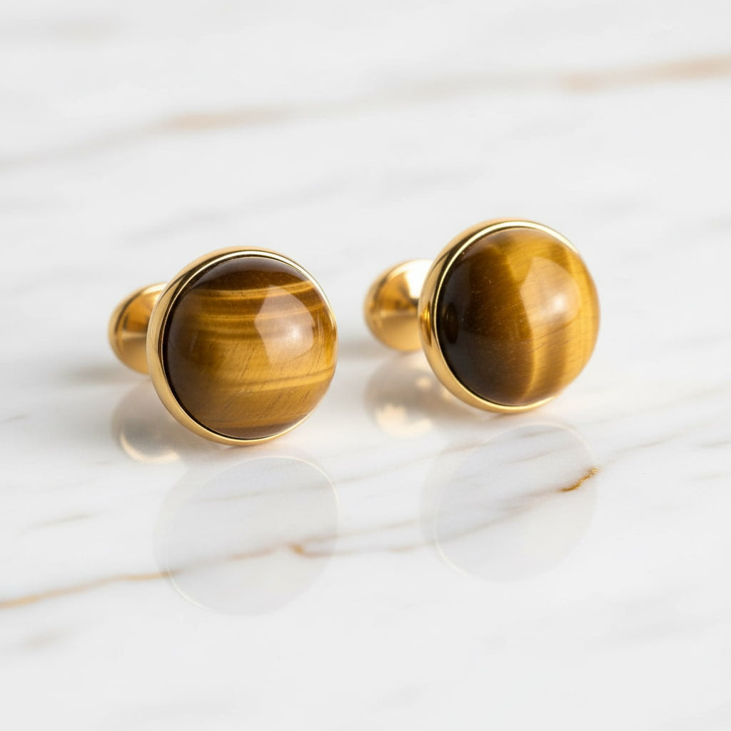 Tigerauge Manschettenknöpfe Gold CrystalScents