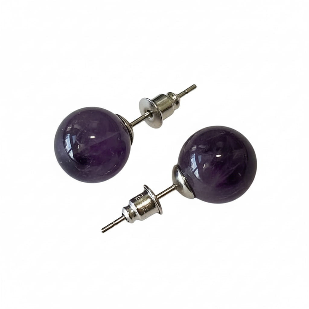 Amethyst Ohrstecker Kugel – Eleganz & Harmonie CrystalScents