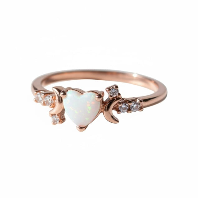 Opal Ring Herzform – Romantische Akzente CrystalScents
