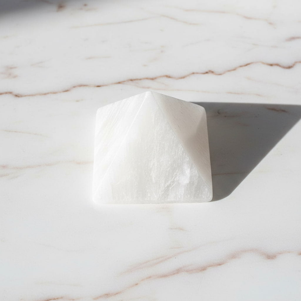 Selenit Pyramide – Wohn- & Meditationsräume CrystalScents