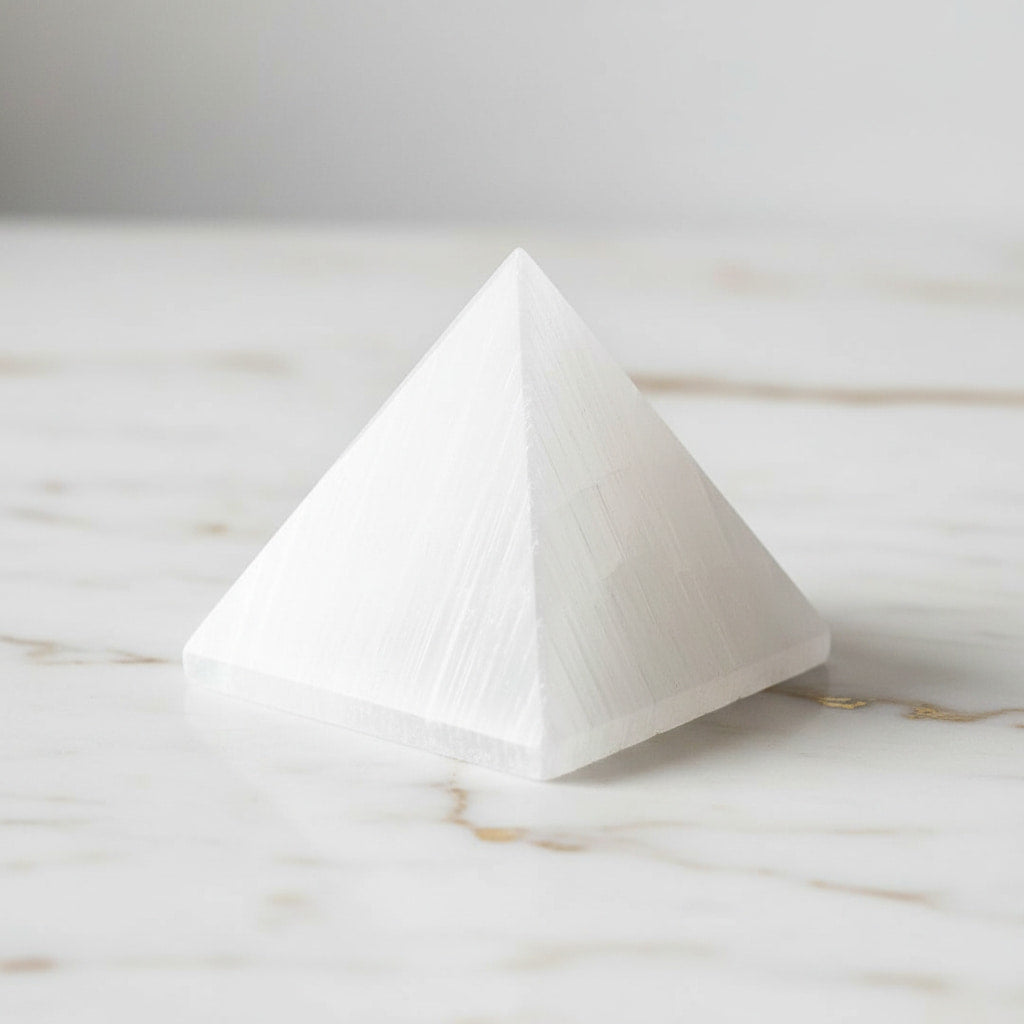 Selenit Pyramide – Wohn- & Meditationsräume CrystalScents