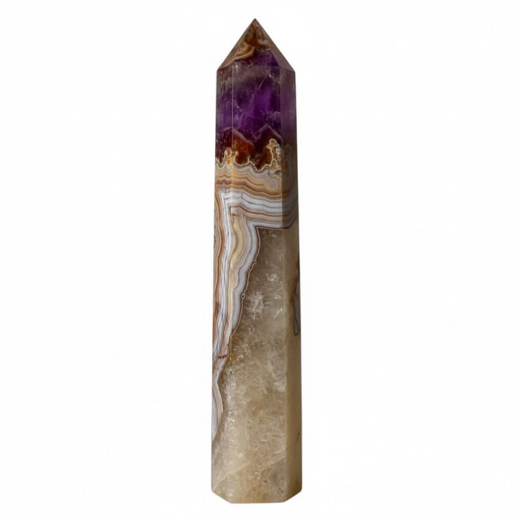 Amethyst Achat Obelisk - elegantes Highlight für Wohnräume CrystalScents