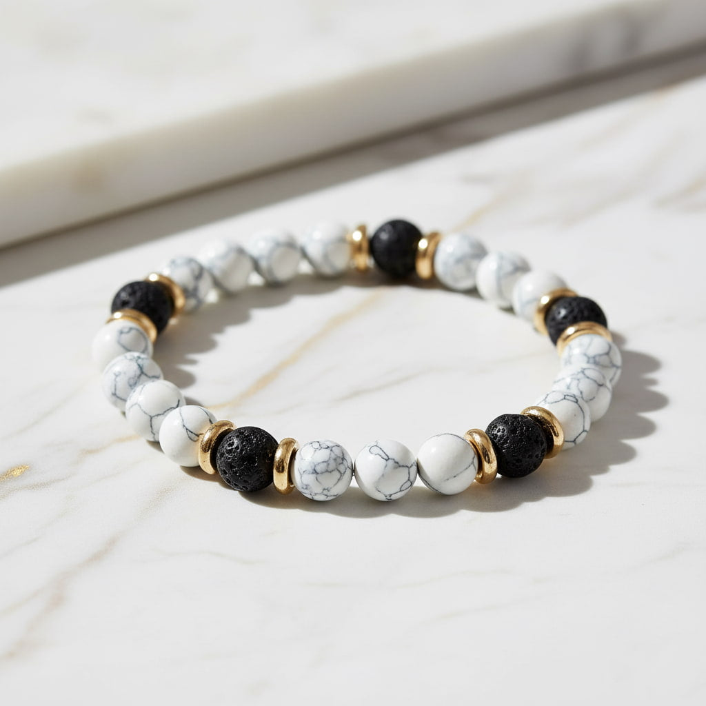 Howlit Vulkanstein Armband - Erdendes Kristallduo CrystalScents
