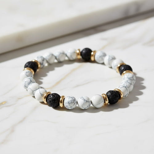 Howlit Vulkanstein Armband - Erdendes Kristallduo CrystalScents