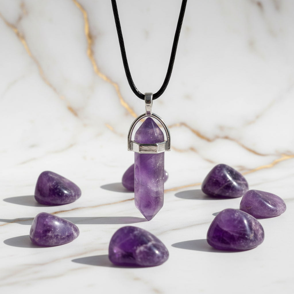 Amethyst Halskette - Doppelender CrystalScents