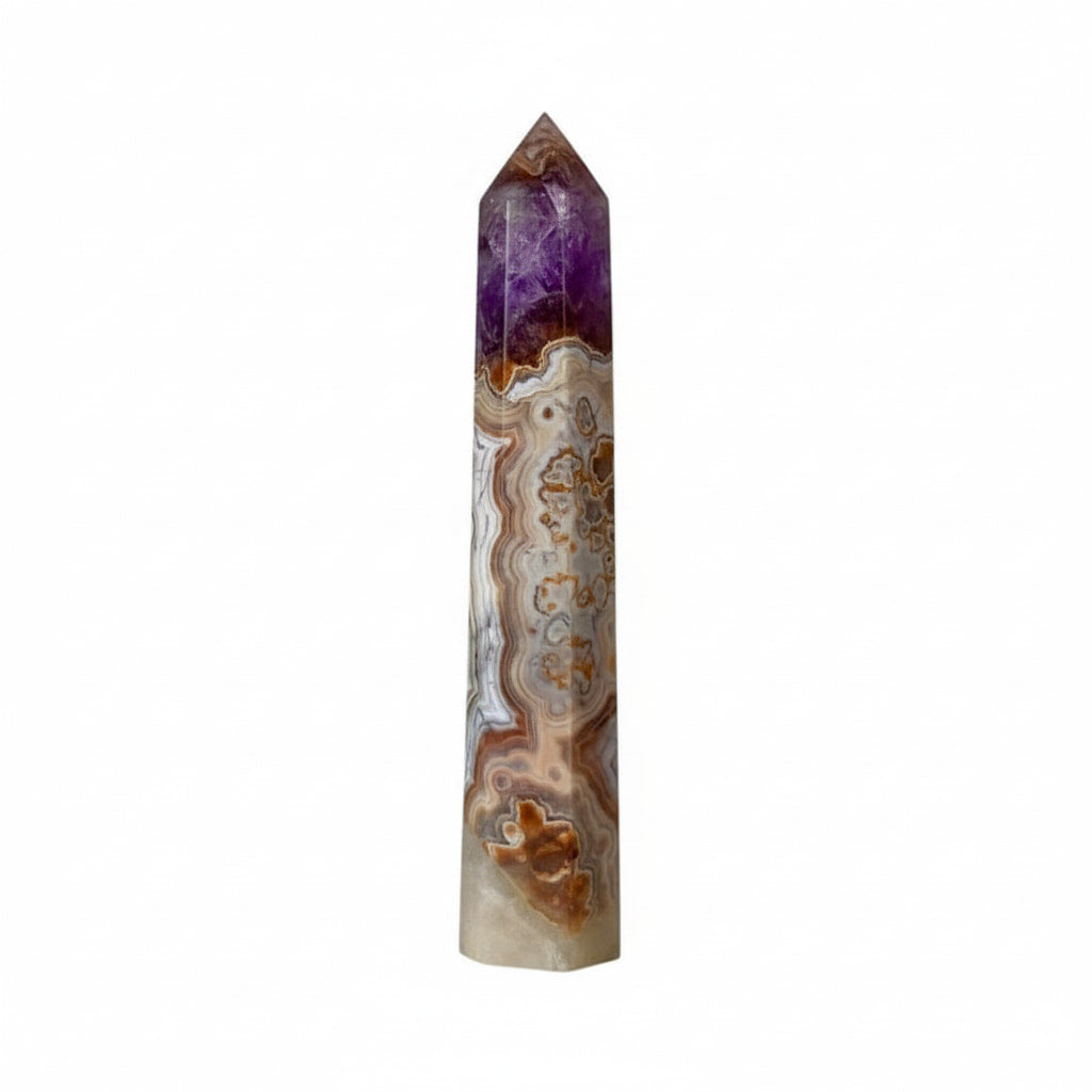 Amethyst Achat Obelisk - elegantes Highlight für Wohnräume CrystalScents