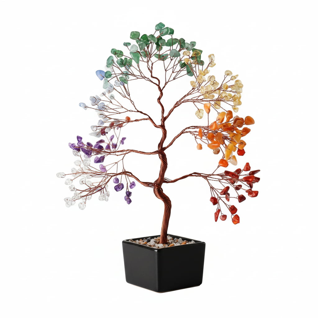 Chakra Baum in schwarzer Keramikschale CrystalScents