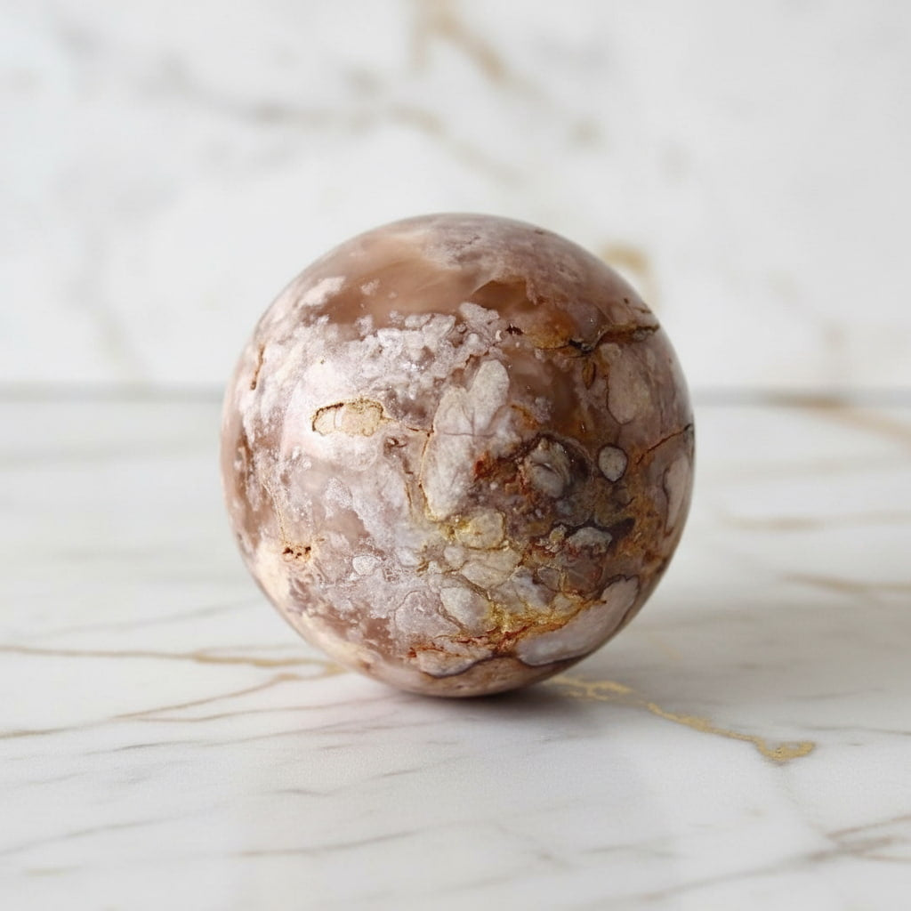 Kirschblüten Achat Kugel – Wohnhighlight für Harmonie & Ausgleich CrystalScents