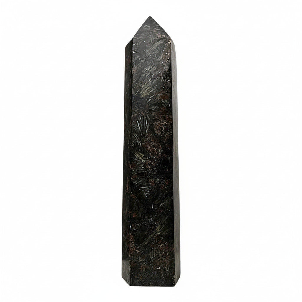 Astrophyllit Granat Obelisk - Naturjuwel mit Struktur CrystalScents